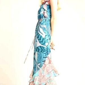 FARM Rio Blue and Pink Maxi Dress